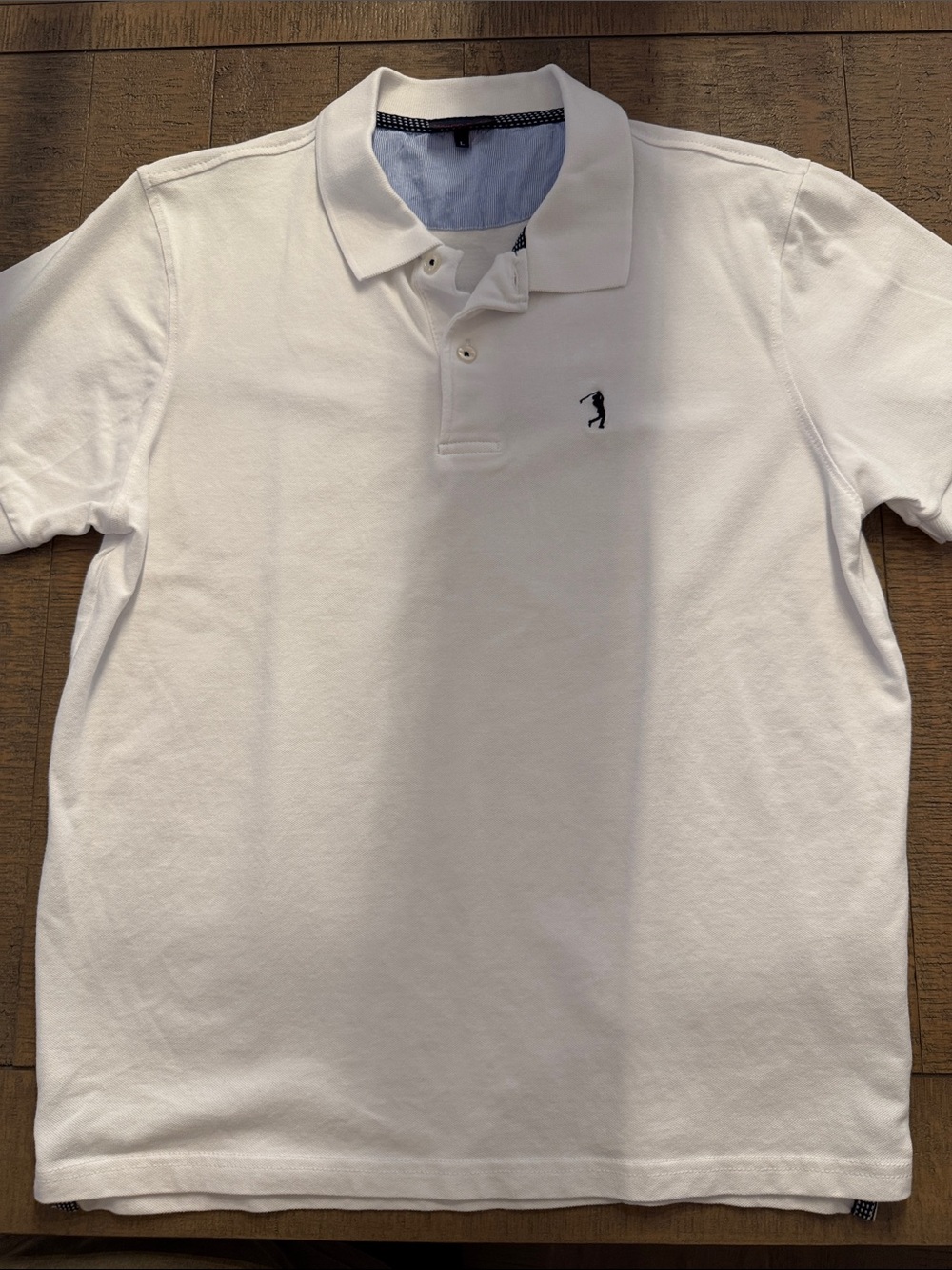 Men's White Polo Shirt with Embroidered Golfer Logo